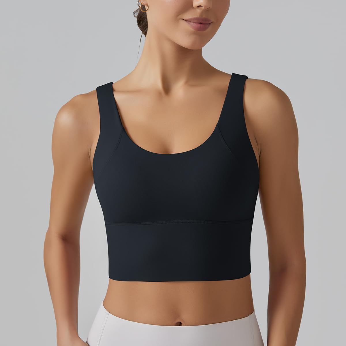 ABOCIW Longline Sports Bra - Women's V Back Wireless Padded Yoga Top for Medium Support | Ideal for Workouts