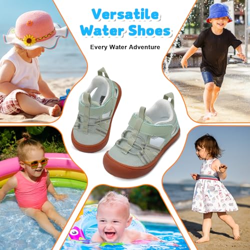 BARERUN 5.5-6.5 Toddler Water Shoes Cyan, Quick-Dry Mesh Beach & Pool Barefoot Walking Sneakers