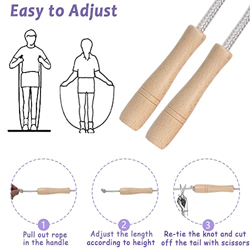 Adjustable Cotton Jump Rope for Kids - 8.5ft with Wooden Handle