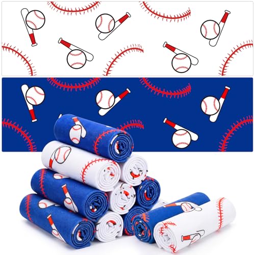 Softball Cooling Towels - 12 Pack 40 x 12 Inch White+Blue