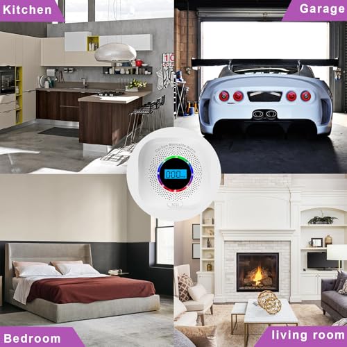 2 Pack Carbon Monoxide Detectors,Portable Carbon Monoxide Alarms for Travel,Replaceable Battery Powered CO Alarm/Monitor for Home with Digital LCD Display