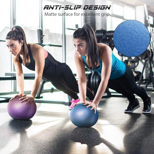 9-Inch Pilates Ball - Anti-Burst Small Exercise Ball with Pump - 2-Pack Purple