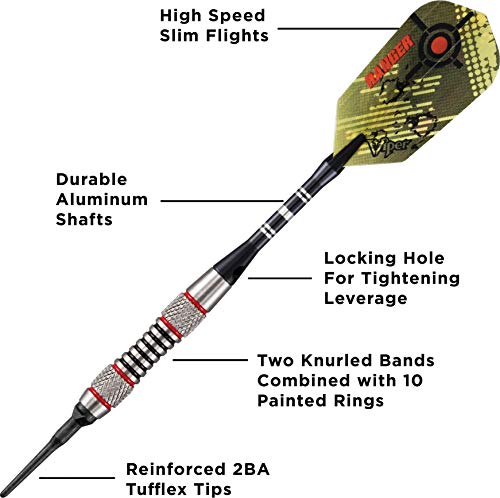 Viper Ranger 80% Tungsten Soft Tip Darts - 18g, Precision Dart Set