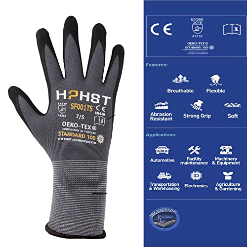 SF001 Work Gloves Comfort Stretch Fit, Power Grip, Smart Touch, Durable Foam Coated, 3Pairs & 12Pairs