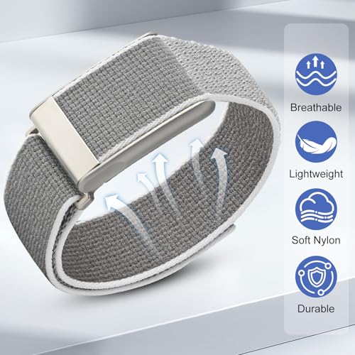 Nylon Light Gray Sport Band Compatible with Whoop 5.0 Fitness Tracker Strap