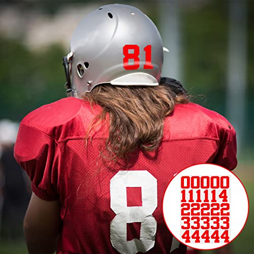 Sports Helmet Number Stickers - 102 Vinyl Decals, Red