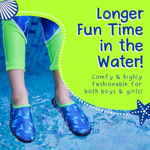 Non-Slip Toddler Water Shoes for Beach and Pool - 6 Toddler Blue Dino