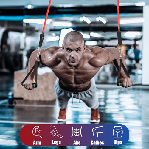 WIKDAY 250 lb Resistance Bands with Handles – All-in-One Home Gym Kit for Beginners