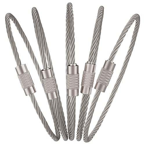 Wire Keychain Cable Loop Holder - 6" Silver, 25 Pcs