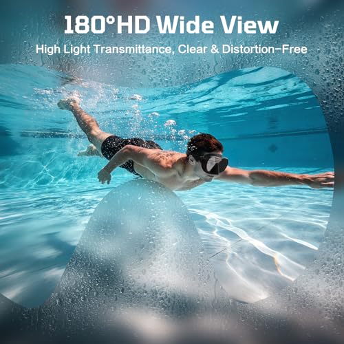 KOMETRA Adult Swim Goggles with Nose Cover - Black Wide View No Leak Diving Mask for Men Women Youth