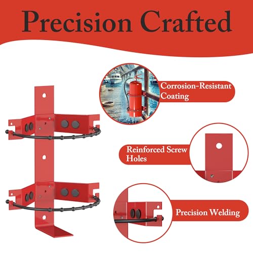 Premium Fire Extinguisher Mount Bracket - Universal Fit for 2.5&5lb Extinguishers, Heavy-Duty & Easy Installation - Ideal for Home, Truck, RV, Vehicle, Boat, Marine & Commercial Use - Durable Holder