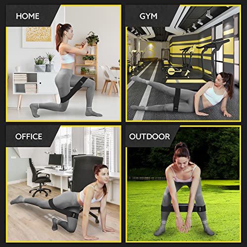 Fabric Resistance Bands - 3-Pack Non-Slip Grip for Legs & Glutes - Grey