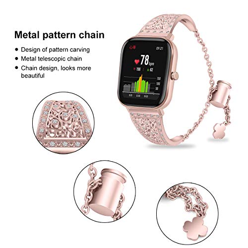 Bling Metal Watch Band for Skeiwatch C30 S50 S55 & More - Pink