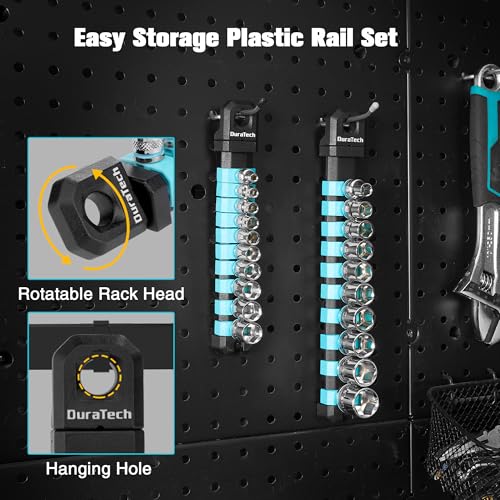 DURATECH 1/4" Drive Socket Set, Metric Socket Set 10PCS, Mechanic Metric Socket Sets with Storage Rack, 6-Point Shallow Socket Set, 4mm, 5mm, 6mm, 7mm, 8mm, 9mm, 10mm, 11mm, 12mm, 13mm