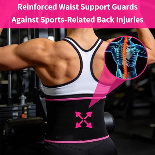 Waist Trainer for Women - Sweat Band Trimmer Belt - Medium Black/Pink