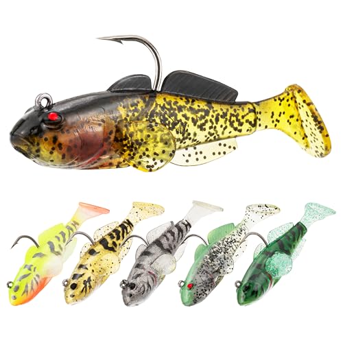 Pre-Rigged Soft Plastic Swimbait Lures - 2.4in 1/4oz for Bass, Trout & Crappie