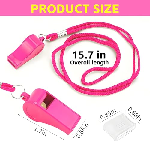 Pink Emergency Whistle with Lanyard - Loud Crisp Sound (2 Pack)