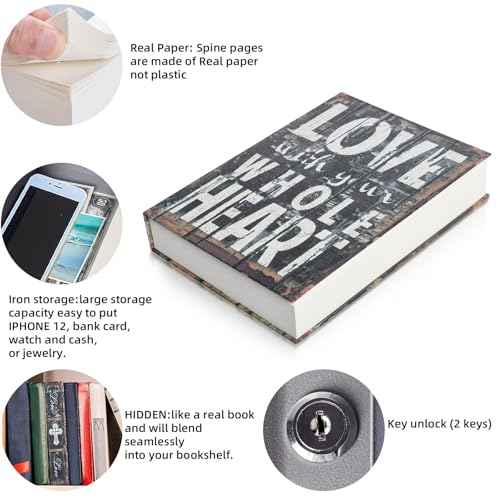 Real Paper Diversion Book Safe with key Secret Box Collection Love with Your Whole Heart