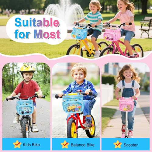 Kids Waterproof Pink Bike Handlebar Basket with Shoulder Strap - Toy & Snack Storage