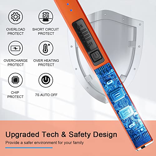 Rechargeable Electric Lighter - Glows in The Dark, Windproof, Safety Lock - Orange