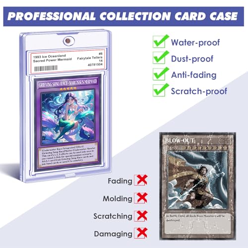 Homthy 50 Pack Magnetic Graded Card Slabs - Clear Acrylic Trade Card Holders with Label Slot