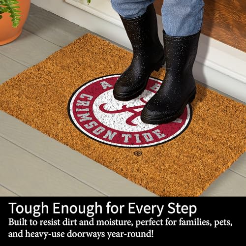 University of Alabama Coir Doormat - 28 x 16 Inches, Non-Slip Back
