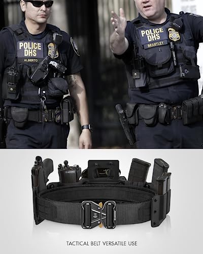 FAIRWIN Tactical Battle Belt with Quick Release Buckle, 2-Inch Molle Combat Belt, Law Enforcement Duty Belt for Men, Black, Waist 30-36 inches