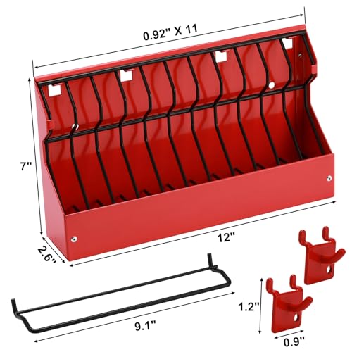 Mayouko 11 Slots Pliers Rack Organizer Holder, For Standard & Wide Pliers, All Steel, Fits in Toolbox Drawer, Chest, Pegboard, Tilt Feature, 11 Slots x 0.92"