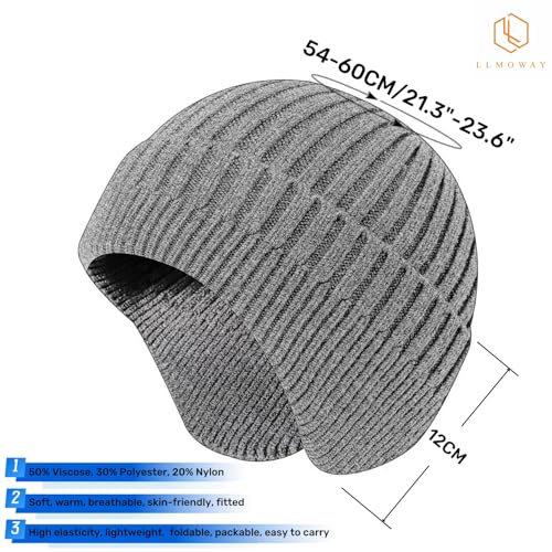LLmoway Royal Blue Knit Beanie with Earflaps - Warm Winter Hat for Men Women Youth