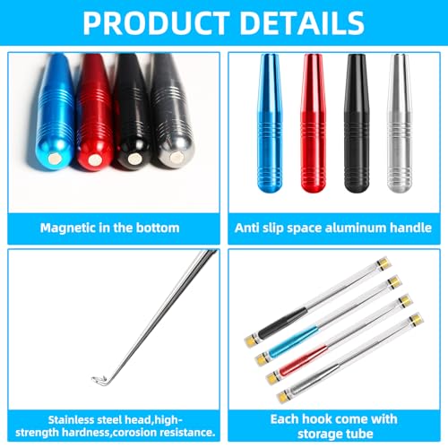 4-Piece Stainless Steel Fish Hook Remover Tool Set with Storage Tubes - Multi-color