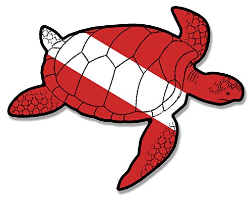 Sea Turtle Dive Flag Sticker - Weather-Proof Vinyl Decal 3x4