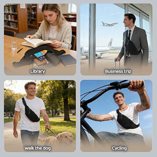 Lightweight Water-Resistant Fanny Pack with 3-Zipper Pockets