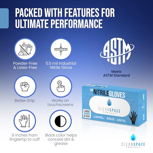 CLEAN SPACE PROJECT Nitrile Gloves - Disposable, Non-Latex and Powder Free, Food Safe Cooking Gloves