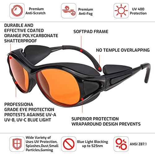 UV Safety Glasses for 90-490nm UV Light Protection, Anti-Fog & Impact-Resistant