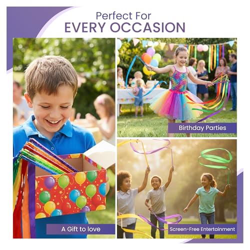 GSi 12-Pack Kids Ribbon Wands & Rings for Creative Movement & Dance