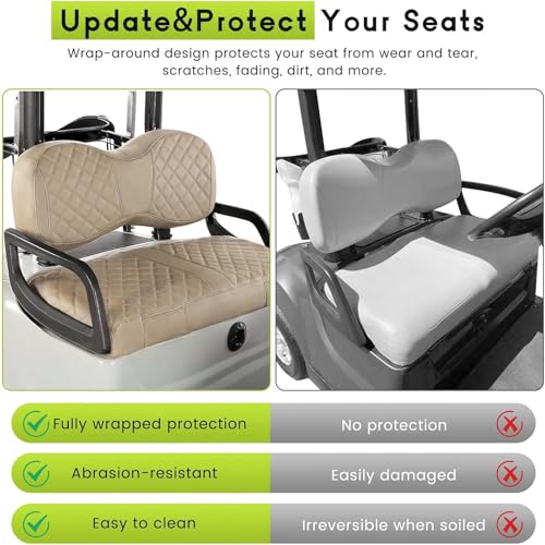 WEIMELL Golf Cart Front Seat Covers for Yamaha Drive G29 (Drive/Drive2) Beige – Fits 2007-2016