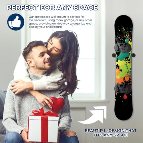 Snowboard Wall Mount - 2pcs Black, PU Rubber Grip, Easy Setup