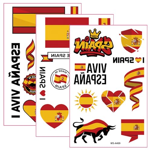 Spain Temporary Tattoos - Spanish Flag Face Stickers Style-2
