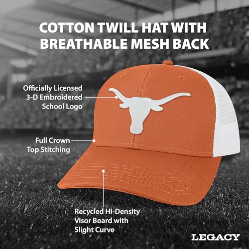 Legacy NCAA Texas Longhorns Mid-Pro Snapback Baseball Cap - Adjustable, Cotton Mesh, One Size-4X-Large