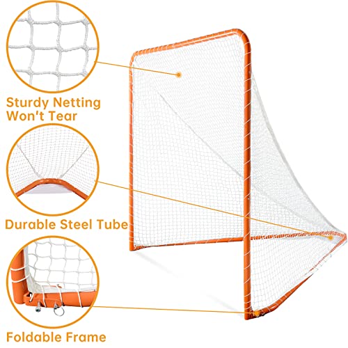 Foldable Portable Lacrosse Goal Net - 6x6x7FT for Practice