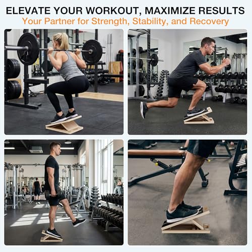 Portable Wooden Slant Board for Calf Stretching & Balance Training