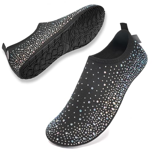 Barefoot Water Shoes for Women - Aqua Socks, 7.5-8.5 Diamond-Colorful
