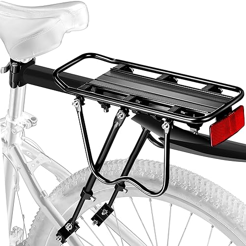 Bike Cargo Rack with Fender & Reflective Safety - Large Size