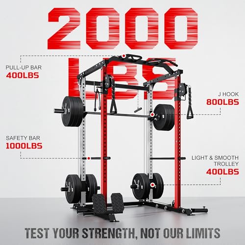 2000LBS Power Cage with Cable Crossover - Red DP01