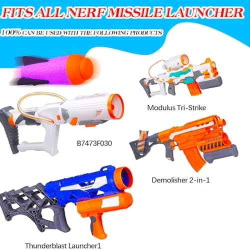 Ruibytree 6-Pack Mega Missile Refills for Nerf N-Strike Elite, Purple