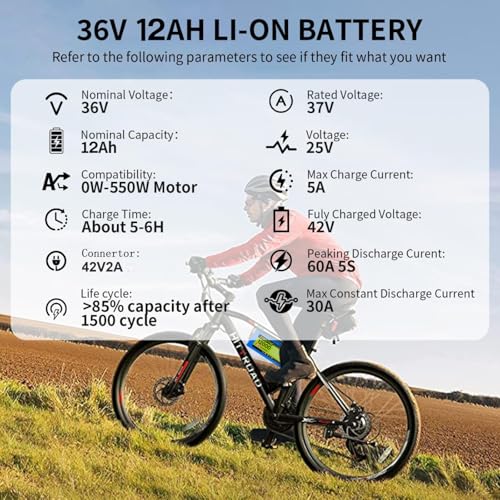 36V 12Ah Lithium Ebike Battery with 20A BMS - Y-36V12AH (120-1000W)
