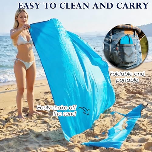 Extra Large Waterproof Beach Blanket - 57"x60" - Blue