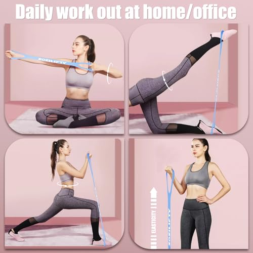 Figure 8 Resistance Band - Upgraded Blue Elastic Stretch Bands with Storage Bag for Home Workouts