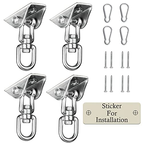 Aisto Heavy Duty Swing Hangers 2000LB Capacity Stainless Steel 4 Pack for Porch & Yoga