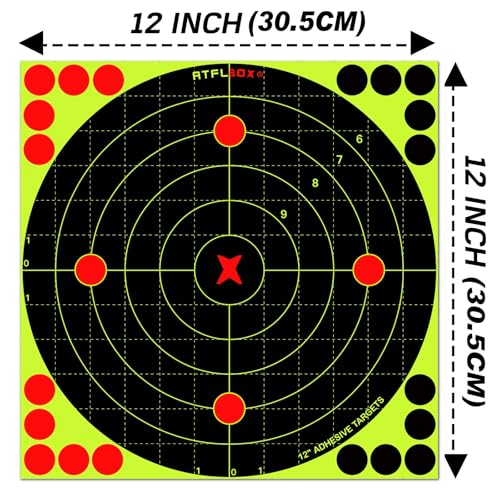 12-Inch Reactive Splatter Bullseye Target Stickers - 10 Pack
